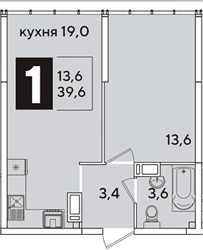 Продается 2-комн. квартира, 39.6 м²