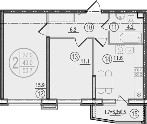 Продается 2-комн. квартира, 49 м²