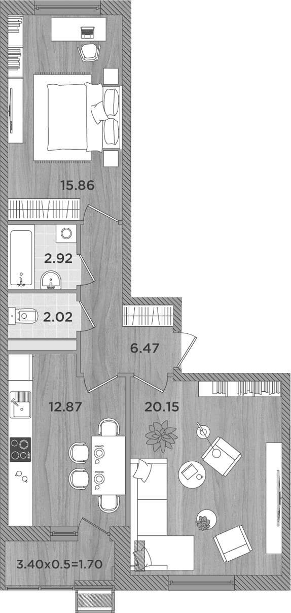 Продается 2-комн. квартира, 60.29 м²