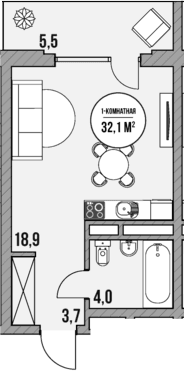 Продается 1-комн. квартира, 26.6 м²