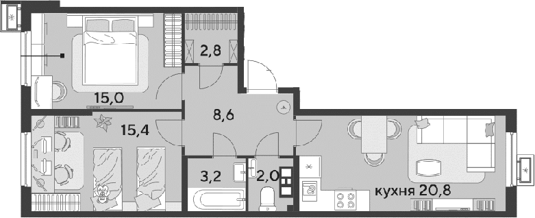 Продается 3-комн. квартира, 67.8 м²