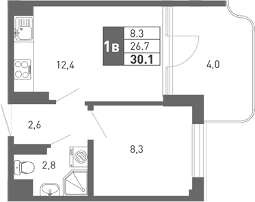 Продается 2-комн. квартира, 25.3 м²