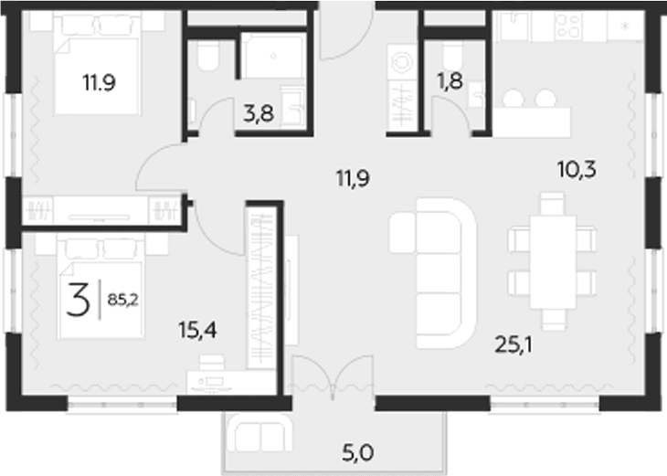 Продается 2-комн. квартира, 80.2 м²