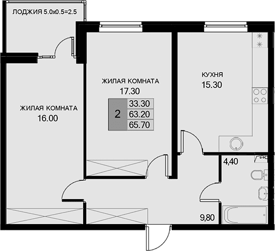 Продается 2-комн. квартира, 63.2 м²