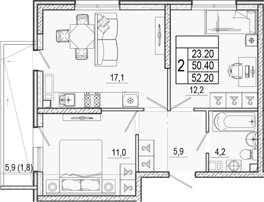 Продается 3-комн. квартира, 50.4 м²