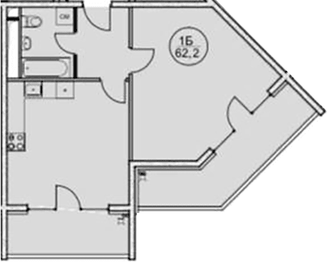 Продается 1-комн. квартира, 62.2 м²