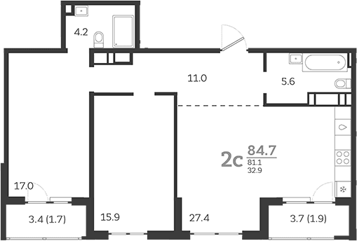 Продается 3-комн. квартира, 80.1 м²