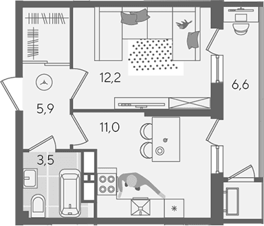 Продается 1-комн. квартира, 32.6 м²