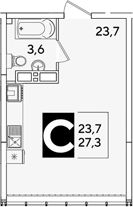 Продается 1-комн. квартира, 27.3 м²