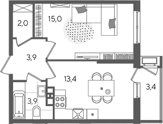 Продается 1-комн. квартира, 38.2 м²