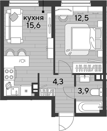 Продается 1-комн. квартира, 36.3 м²