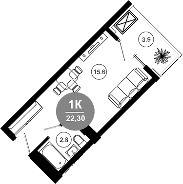 Продается 1-комн. квартира, 19.5 м²