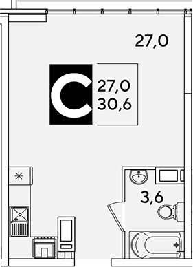 Продается 1-комн. квартира, 30.6 м²