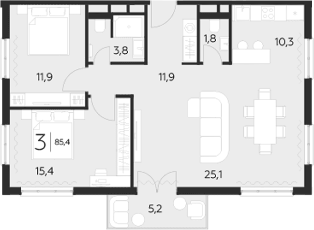 Продается 2-комн. квартира, 80.2 м²