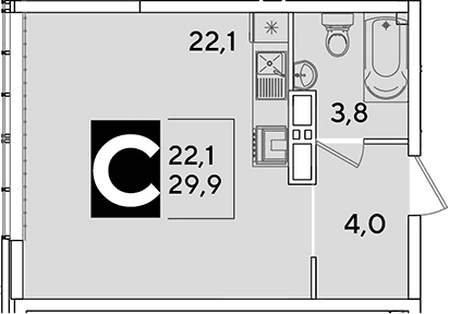 Продается 1-комн. квартира, 29.9 м²