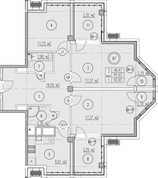 Продается 3-комн. квартира, 86.72 м²