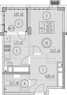Продается 1-комн. квартира, 36.47 м²