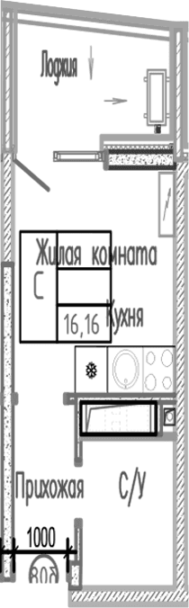 Продается 1-комн. квартира, 16.16 м²