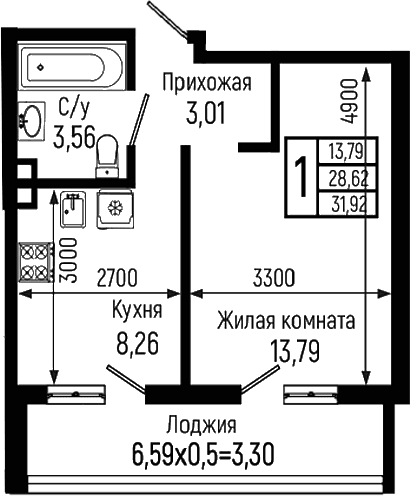 Продается 1-комн. квартира, 28.62 м²