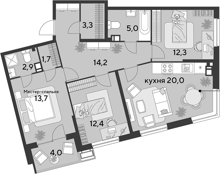 Продается 4-комн. квартира, 85.5 м²