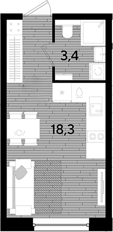 Продается 1-комн. квартира, 21.7 м²