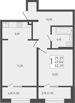 Продается 2-комн. квартира, 49.82 м²