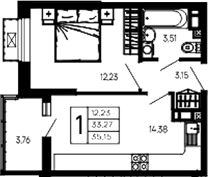 Продается 1-комн. квартира, 33.27 м²