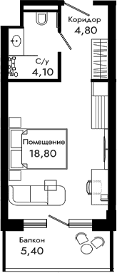 Продается 1-комн. квартира, 27.7 м²