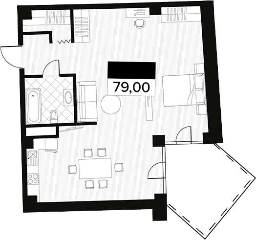 Продается 1-комн. квартира, 79 м²