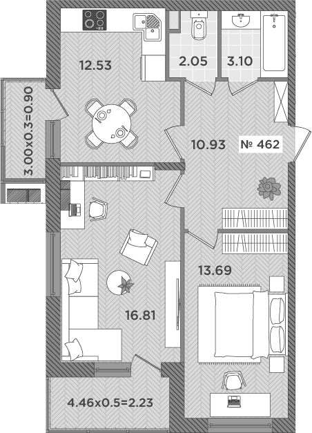 Продается 2-комн. квартира, 59.11 м²