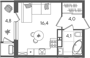 Продается 1-комн. квартира, 24.5 м²