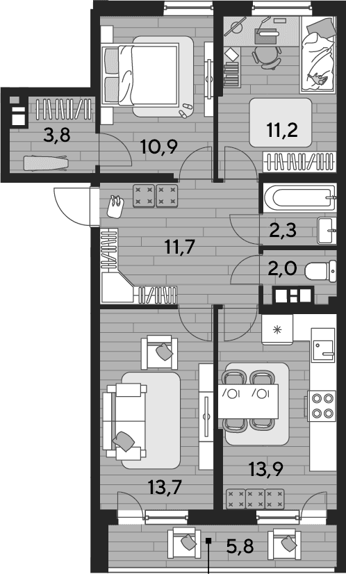 Продается 3-комн. квартира, 70 м²