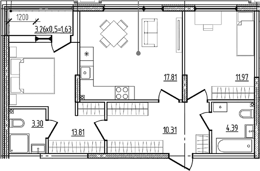 Продается 2-комн. квартира, 61.59 м²
