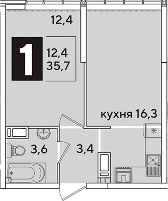 Продается 2-комн. квартира, 35.7 м²