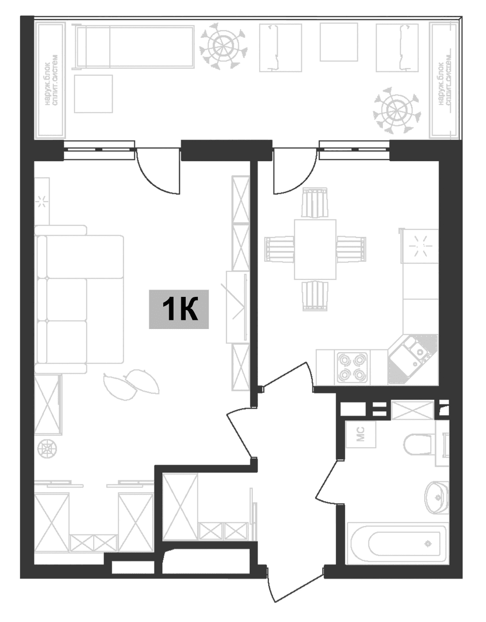 Продается 1-комн. квартира, 43.39 м²