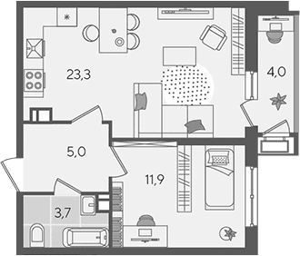 Продается 2-комн. квартира, 43.6 м²
