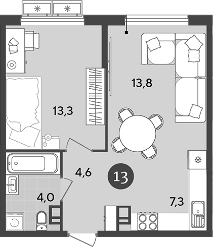 Продается 2-комн. квартира, 43 м²
