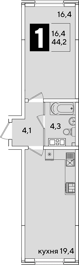 Продается 2-комн. квартира, 44.2 м²
