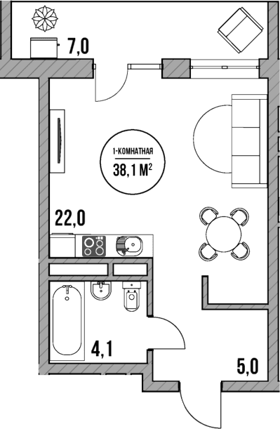 Продается 1-комн. квартира, 31.1 м²