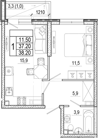 Продается 2-комн. квартира, 37.2 м²