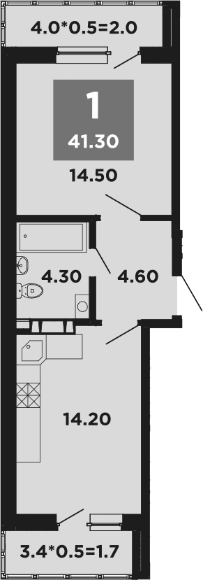 Продается 1-комн. квартира, 40.9 м²