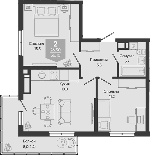 Продается 3-комн. квартира, 53.7 м²