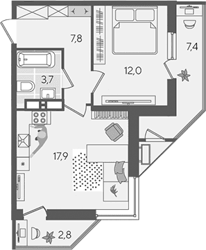 Продается 2-комн. квартира, 41.4 м²