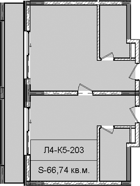 Продается 1-комн. квартира, 66.74 м²