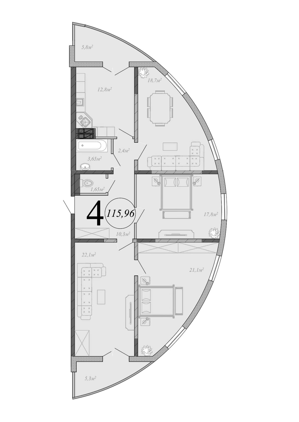 Продается 4-комн. квартира, 110.41 м²