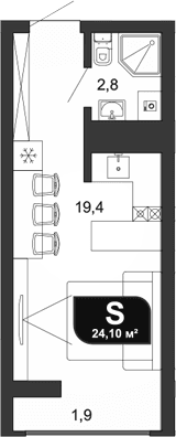 Продается 1-комн. квартира, 22.2 м²