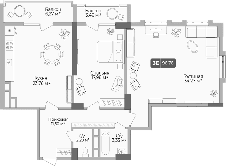 Продается 2-комн. квартира, 93.84 м²