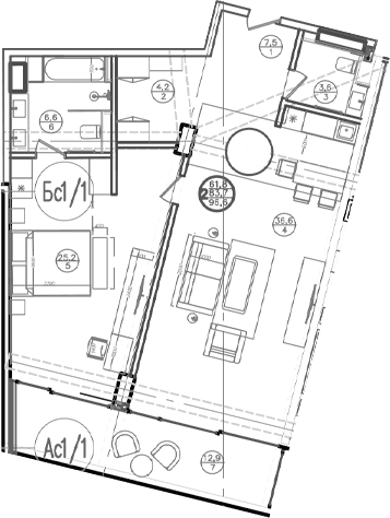Продается 2-комн. квартира, 83.7 м²