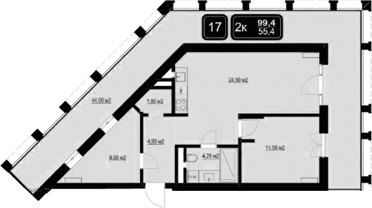 Продается 3-комн. квартира, 55.4 м²