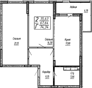 Продается 3-комн. квартира, 67.64 м²
